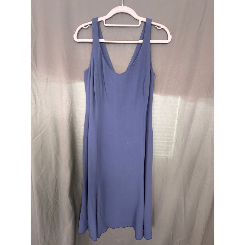 Worth New York Periwinkle Blue V-Neck Sleeveless Midi Dress Size 4 Crepe Flare